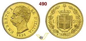 SAVOIA - UMBERTO I  (1878-1900)  20 Lire ... 