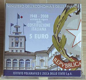 ITALIA - 2008 - 5 Euro “60° anniv. della ... 