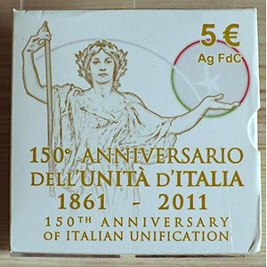 ITALIA - 2011 - 5 Euro “150° anniv. ... 