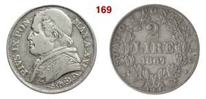 ROMA  PIO IX  (1846-1878)  2 Lire  1867 XXII ... 