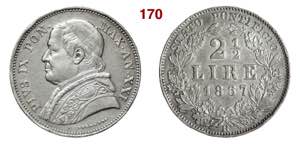 ROMA  PIO IX  (1846-1878)  2 Lire e mezzo  ... 