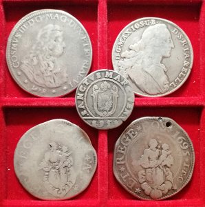 Lotto di 5 monete in Ag: Genova, Scudo ... 