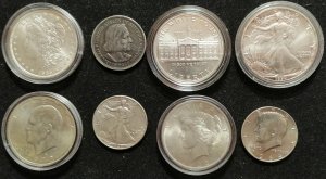 8 monete americane: Dollaro Morgan 1885, ... 