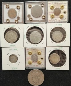 Vittorio Emanuele II, 10 monete: 5 e 2 Cent. ... 