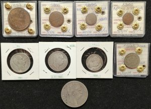 Umberto I, 9 monete: 5 Lire 1879 - 2 Lire ... 