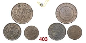 CARLO FELICE  (1821-1831)  5 Cent, 3 Cent e ... 