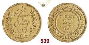 TUNISIA  ALI BEY  (1882-1902)  20 Franchi  ... 
