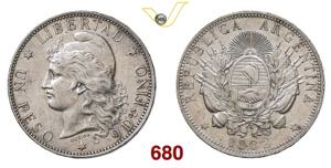 ARGENTINA  REPUBBLICA  1 Peso  1882  Buenos ... 