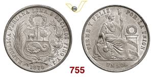 PERU  REPUBBLICA  1 Sol  1870  Lima  Kr.  ... 