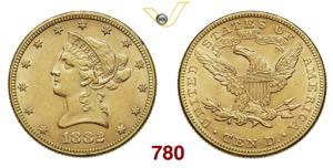 U.S.A.   10 Dollari  1882  Philadelphia   Au ... 