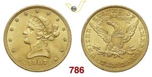 U.S.A.   10 Dollari  1907  Philadelphia   Au ... 