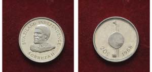 SWAZILAND, 20 CENTS 1968 PROOF, KM 3