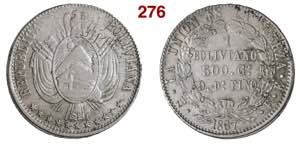 BOLIVIA  REPUBLIC  1 Boliviano 1867  sigle ... 