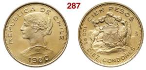 CHILE  REPUBLIC  (1818-...)  100 Pesos 1960  ... 
