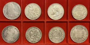 8 monete in argento modulo scudo: Brasile, ... 