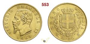 VITTORIO EMANUELE II  (1861-1878)  20 Lire ... 