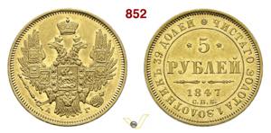 RUSSIA  NICOLA I  (1826-1855)  5 Rubli 1847  ... 
