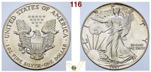 US dollaro oncia 1987, AG.  Fdc (target ... 