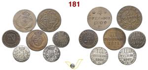 Periodo napoleonico, sette monete in rame e ... 