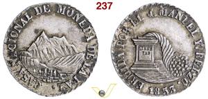 Bolivia La Paz, medaglia da 2 soles, 1853 ... 