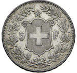 SVIZZERA    5 Franchi 1907.   Ag   ... 