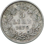 PIO IX (1846-1878) 5 Lire 1870 ... 