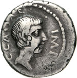 OTTAVIANO  (43 a.C.)  Denario.  D/ Testa ... 