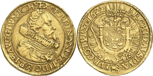 Ferdinand II, 1619-1637. 10 Ducats ... 