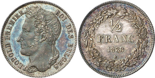 1/2 Franc 1833, Bruxelles. FLAN ... 