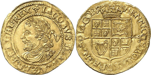 James I, 1603-1625. 1/4 Laurel non ... 
