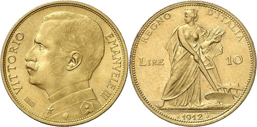 Royaume dItalie - 10 Lire 1912 R, ... 