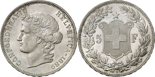 Confédération - 5 Francs 1889 B, ... 