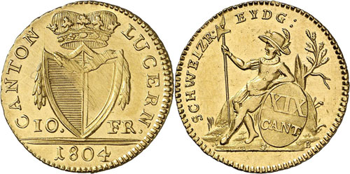 Lucerne - 10 Francs 1804. ... 