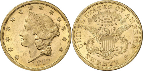 20 Dollars «Coronet Head» 1867. ... 