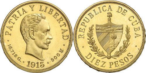 CUBA - 10 Pesos 1915, ... 