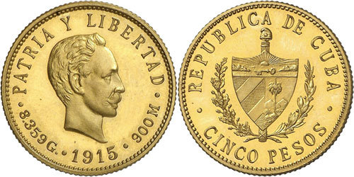 CUBA - 5 Pesos 1915, Philadelphie. ... 