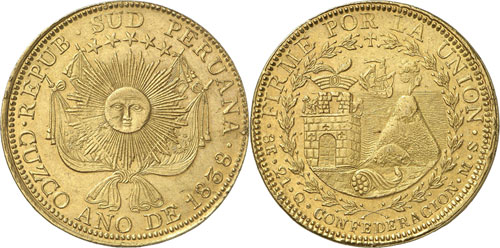 PEROU  - 8 Escudos 1838 MS, Cuzco. ... 