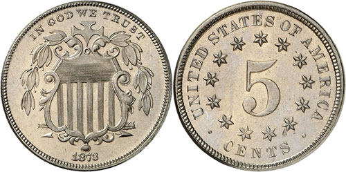 5 Cents 1873. FLAN BRUNI. Ecusson. ... 