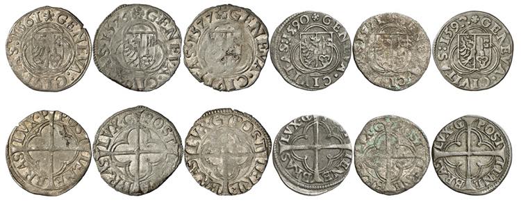 Lot de 6 pièces : 3 Quarts 1561 ... 