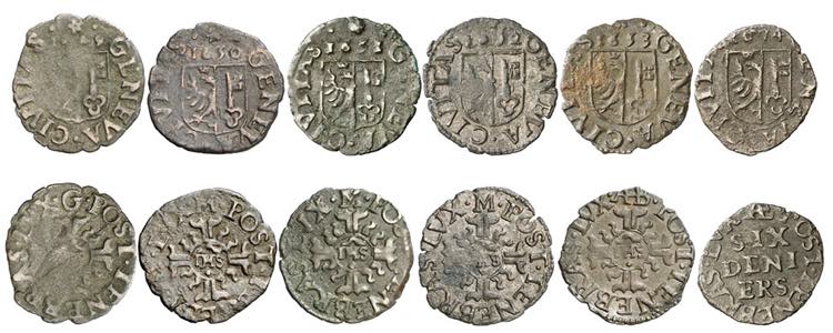 Lot de 6 pièces : 2 Quarts 1649 ... 