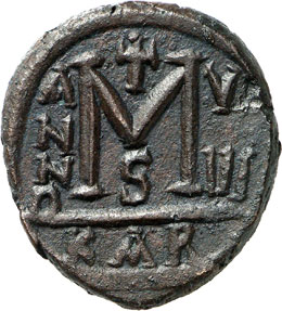 Justin II 565-578.  Follis 372/3, ... 