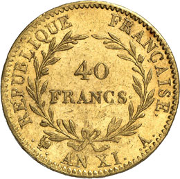 Le Consulat, 1799-1804.  40 Francs ... 