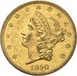 20 dollars Coronet Head 1850.  ... 