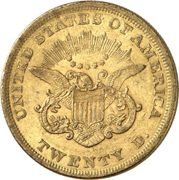 20 dollars Coronet Head 1852.  ... 