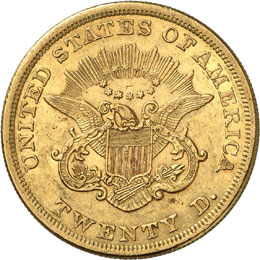 20 Dollars Coronet Head 1853.  ... 
