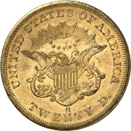 20 dollars Coronet Head 1857 S, ... 