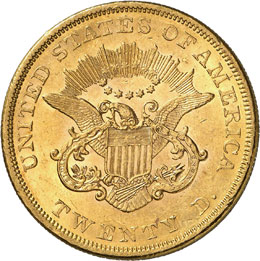 20 Dollars Coronet Head 1861.  ... 