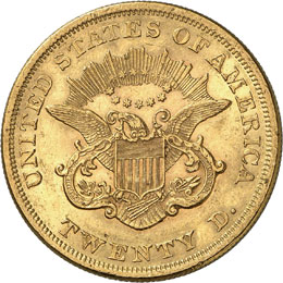 20 Dollars Coronet Head 1865.  ... 