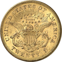 20 dollars Coronet Head 1867 S, ... 