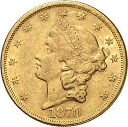 20 Dollars Coronet Head 1870.  ... 
